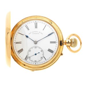 An English 18 carat gold lever in a full hunter case Circa 1882
