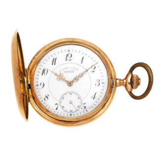 A German 14 carat gold full hunter lever pocket watch Circa 1905