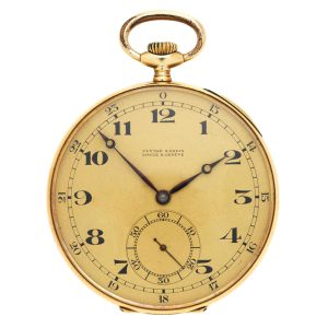 A Swiss 14 carat gold open face lever pocket watch Circa 1936