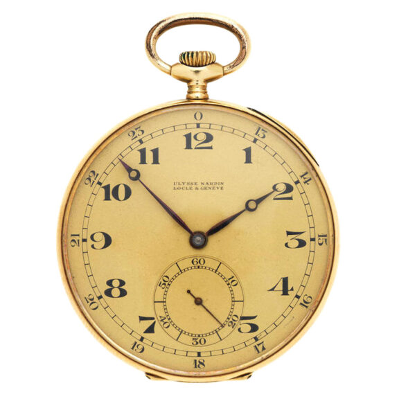 A Swiss 14 carat gold open face lever pocket watch Circa 1936