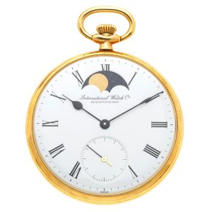 A Swiss 18 carat open face lever with moon phase Circa 1980