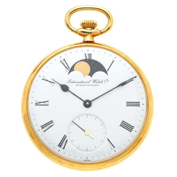 A Swiss 18 carat open face lever with moon phase Circa 1980