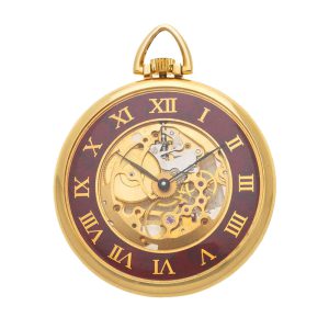 A Swiss gold skeletonised open face pocket watch Circa 1980