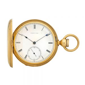 An American 18 carat gold full hunter pocket watch Circa 1870