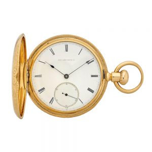 An American 18 carat gold full hunter pocket watch Circa 1870