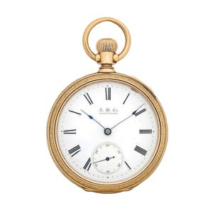 An American 14 carat gold open face lever pocket watch Circa 1872