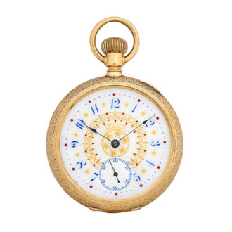 American gold open face pocket watch with fancy dial Circa 1888