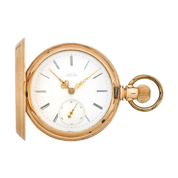 An American gold full hunter cased lever pocket watch Circa 1872