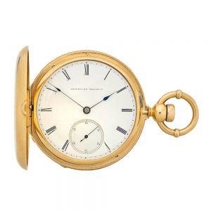 An American 18 carat gold full hunter pocket watch Circa 1860