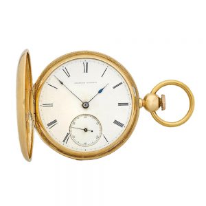 An American 18 carat gold full hunter pocket watch Circa 1860