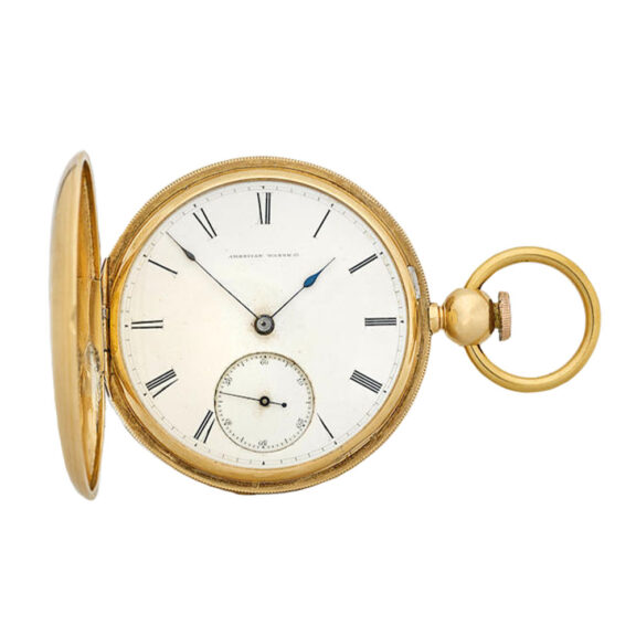 An American 18 carat gold full hunter pocket watch Circa 1860