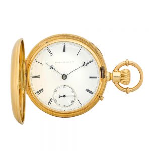 An American 18 carat gold full hunter pocket watch Circa 1870