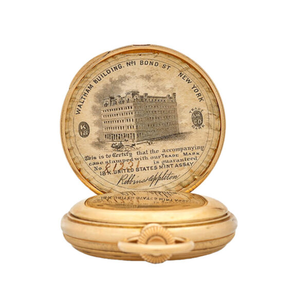 An American 18 carat gold full hunter pocket watch Circa 1870 An American 18 carat gold full hunter pocket watch Circa 1870