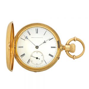 An American 18 carat gold full hunter pocket watch Circa 1872