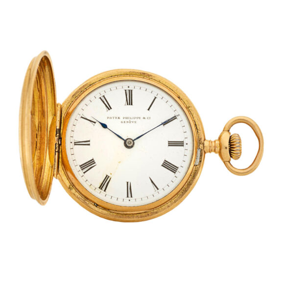 A Swiss gold full hunter cased fob watch with sautoire Circa 1890