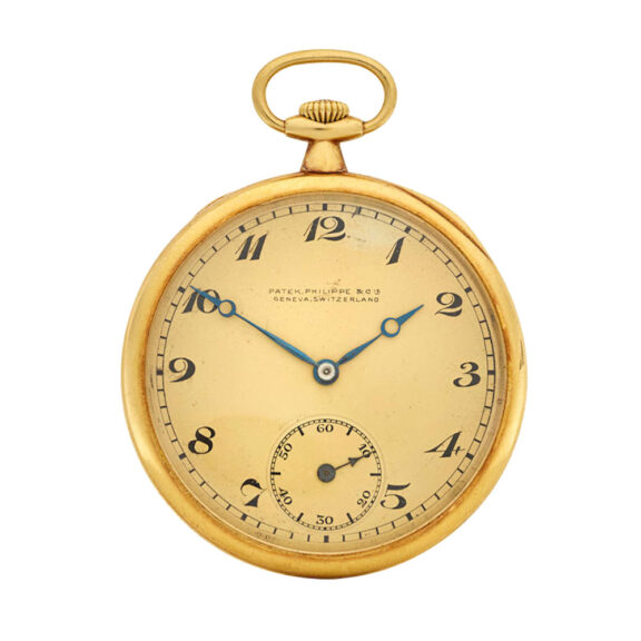 A fine Swiss gold open face dress watch with chain Circa 1920