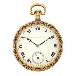A fine Swiss enameled gold open face dress watch Circa 1918