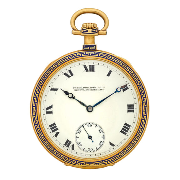 A fine Swiss enameled gold open face dress watch Circa 1918