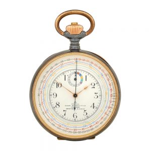 A Swiss gunmetal double dial tachymeter chronograph Circa 1906