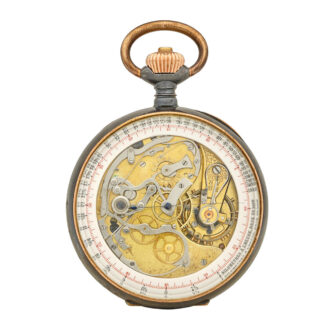 A Swiss gunmetal double dial tachymeter chronograph Circa 1906
