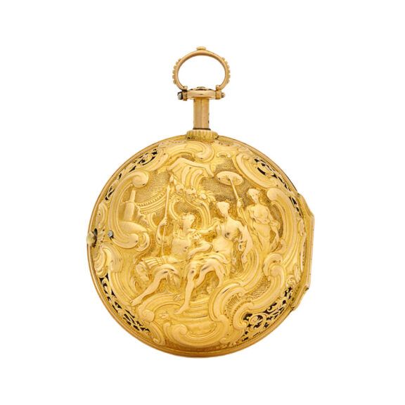 An English repoussé gold quarter repeating cylinder Circa 1750