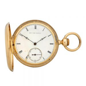 An American 18 carat gold full hunter pocket watch Circa 1870