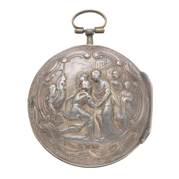 English silver key wind verge watch in pair cases Circa 1737