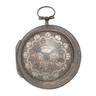 An English silver key wind verge watch in pair cases Circa 1737