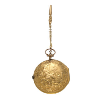 An English gold open face pair cased verge watch Circa 1730