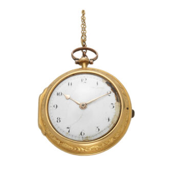 An English gold open face pair cased verge watch Circa 1730
