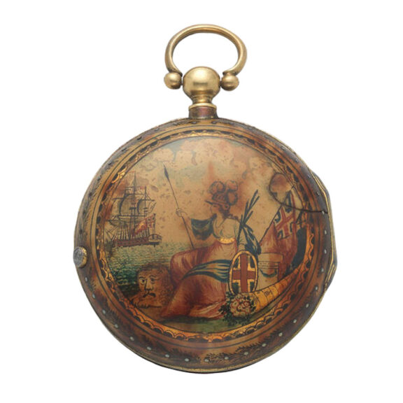 English gilt metal and painted horn verge in pair cases Circa 1850
