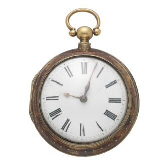 English gilt metal and painted horn verge in pair cases Circa 1850