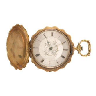A Swiss gold and enamel unusual form pocket watch Circa 1870