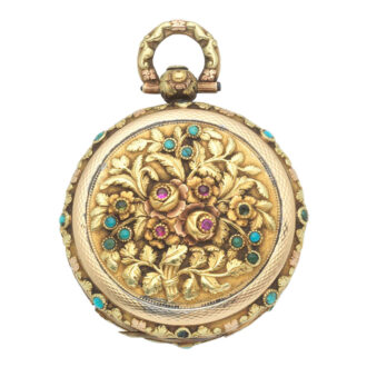 An English gold stone set full hunter pocket watch Circa 1820