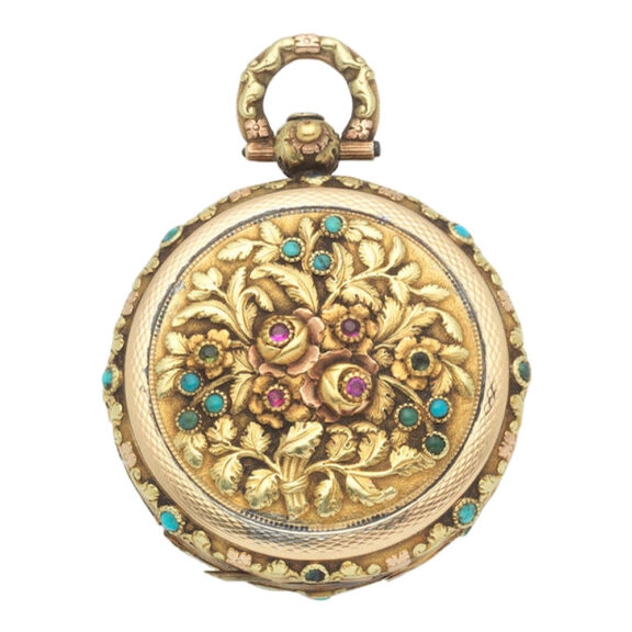 An English gold stone set full hunter pocket watch Circa 1820