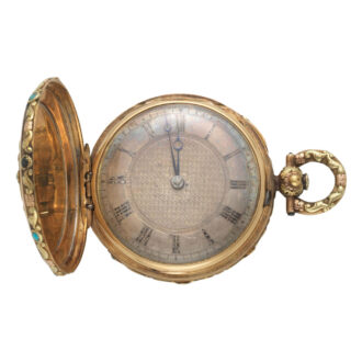 An English gold stone set full hunter pocket watch Circa 1820