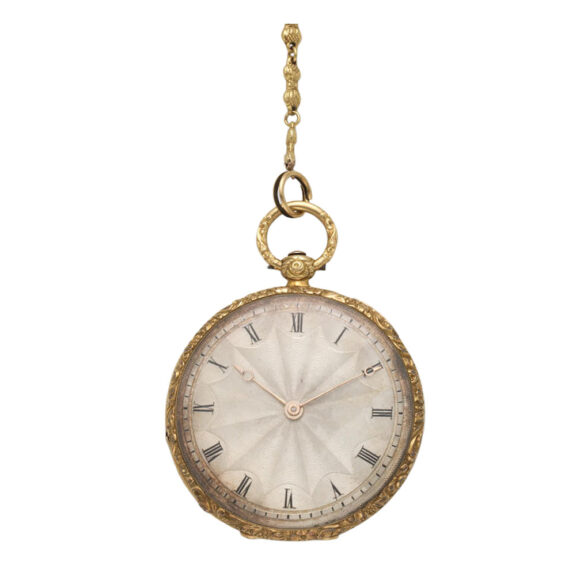 A French 18 carat gold open face cylinder watch Circa 1850
