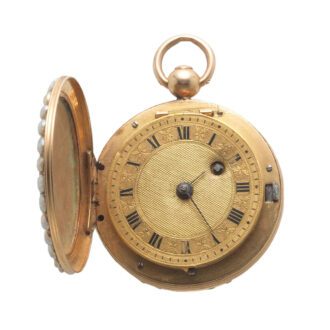 English gilt, seed pearl and enamel full hunter Circa 1880