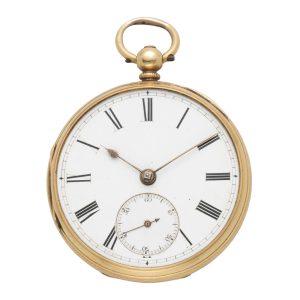 An English 18 carat gold open face lever pocket watch Circa 1876