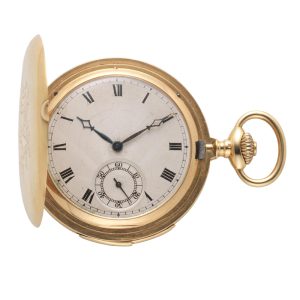 Swiss gold hunting cased minute repeating lever Circa 1900