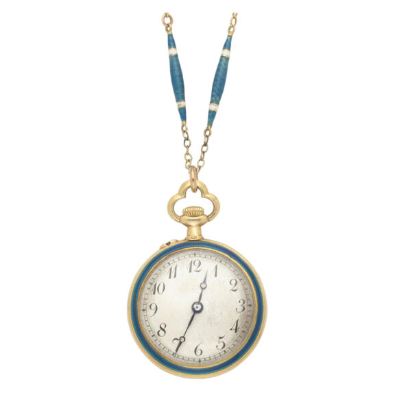 Swiss 18k gold, enamel and stone set fob watch Circa 1900