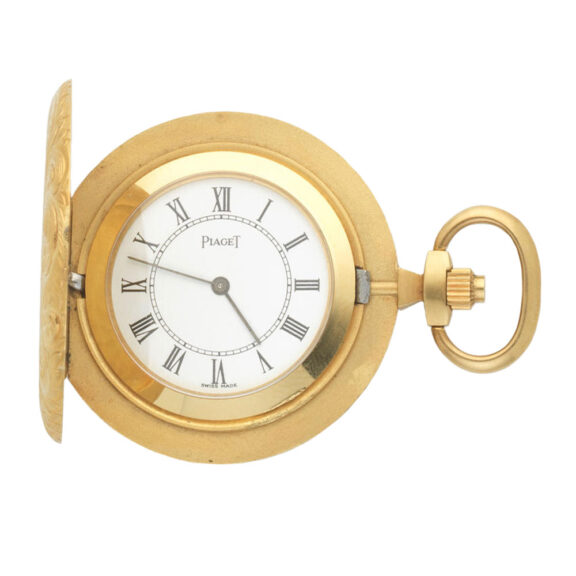 A Swiss 18 carat gold slim full hunter pocket watch Circa 1970 A Swiss 18 carat gold slim full hunter pocket watch Circa 1970