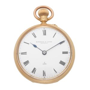 An English gold open face lever pocket watch Circa 1896