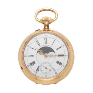 Swiss gilt metal dual dial lever with moon phase Circa 1910