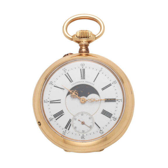 Swiss gilt metal dual dial lever with moon phase Circa 1910