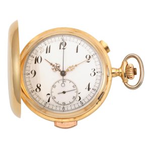 A Swiss gold quarter repeating lever chronograph Circa 1890
