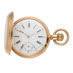 Swiss gold hunting cased dual dial lever watch Circa 1900
