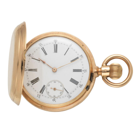 Swiss gold hunting cased dual dial lever watch Circa 1900