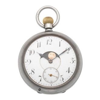 Swiss silver dual dial lever watch with moon phase Circa 1908