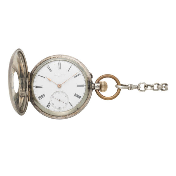 A Swiss silver half hunter lever pocket watch Circa 1893